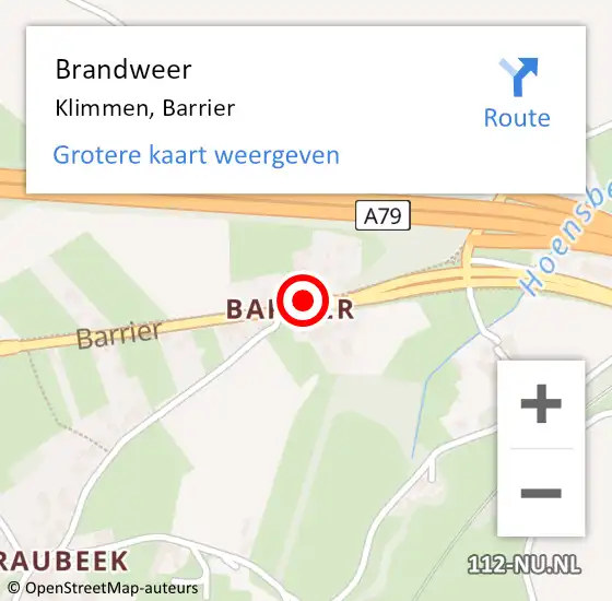 Locatie op kaart van de 112 melding: Brandweer Klimmen, Barrier op 7 augustus 2014 19:52