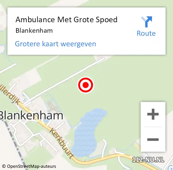 Locatie op kaart van de 112 melding: Ambulance Met Grote Spoed Naar Blankenham op 10 december 2022 13:48