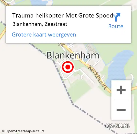 Locatie op kaart van de 112 melding: Trauma helikopter Met Grote Spoed Naar Blankenham, Zeestraat op 10 december 2022 13:49