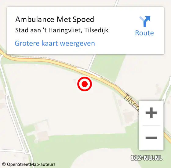 Locatie op kaart van de 112 melding: Ambulance Met Spoed Naar Stad aan 't Haringvliet, Tilsedijk op 10 december 2022 14:06