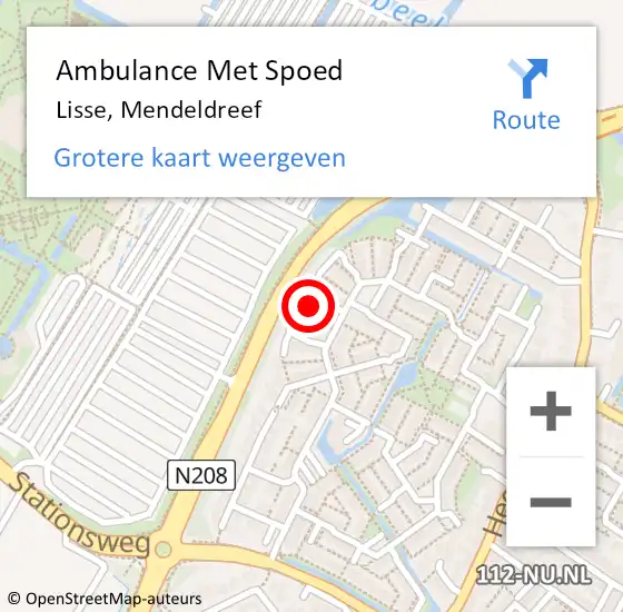 Locatie op kaart van de 112 melding: Ambulance Met Spoed Naar Lisse, Mendeldreef op 10 december 2022 14:31