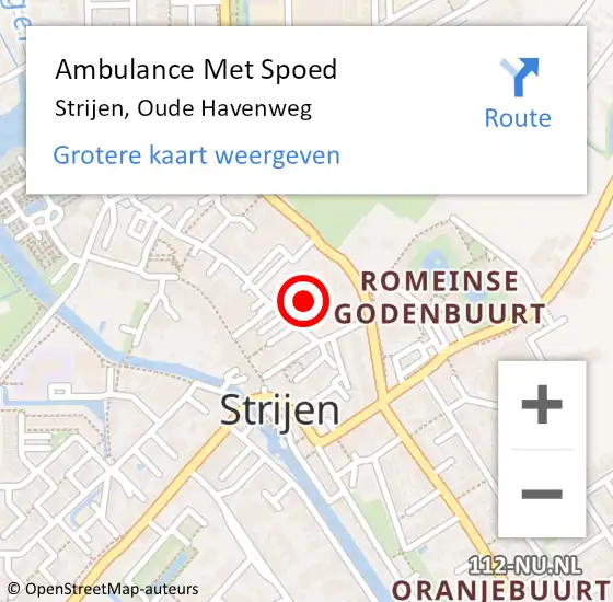 Locatie op kaart van de 112 melding: Ambulance Met Spoed Naar Strijen, Oude Havenweg op 10 december 2022 14:56
