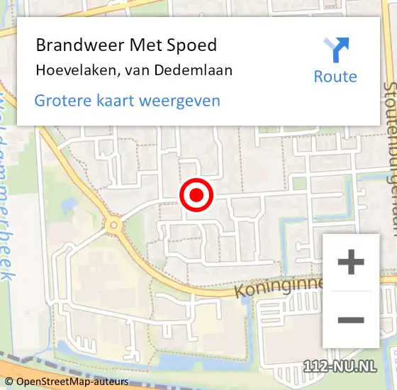 Locatie op kaart van de 112 melding: Brandweer Met Spoed Naar Hoevelaken, van Dedemlaan op 10 december 2022 15:24