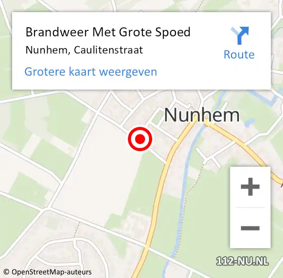 Locatie op kaart van de 112 melding: Brandweer Met Grote Spoed Naar Nunhem, Caulitenstraat op 10 december 2022 16:53