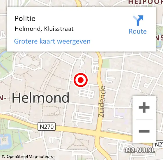 Locatie op kaart van de 112 melding: Politie Helmond, Kluisstraat op 10 december 2022 17:59