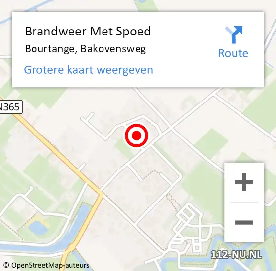 Locatie op kaart van de 112 melding: Brandweer Met Spoed Naar Bourtange, Bakovensweg op 10 december 2022 18:22