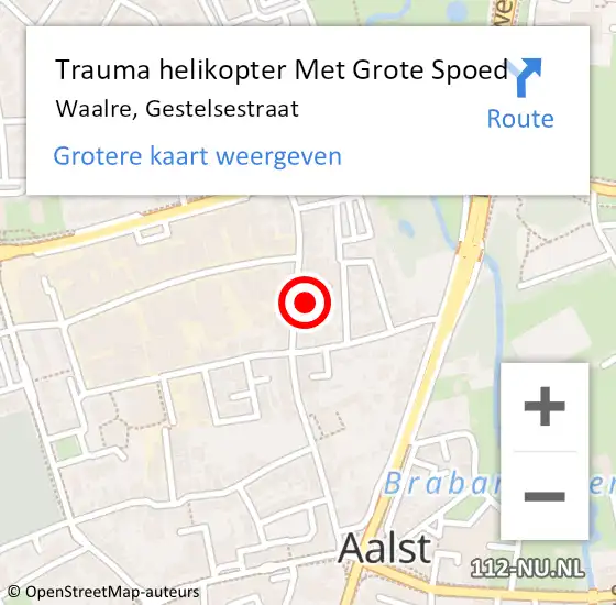 Locatie op kaart van de 112 melding: Trauma helikopter Met Grote Spoed Naar Waalre, Gestelsestraat op 10 december 2022 21:43