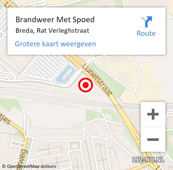 Locatie op kaart van de 112 melding: Brandweer Met Spoed Naar Breda, Rat Verleghstraat op 10 december 2022 22:40
