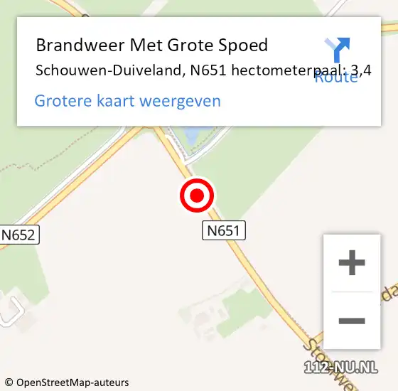 Locatie op kaart van de 112 melding: Brandweer Met Grote Spoed Naar Schouwen-Duiveland, N651 hectometerpaal: 3,4 op 10 december 2022 23:23