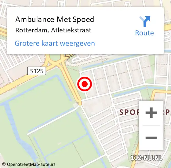 Locatie op kaart van de 112 melding: Ambulance Met Spoed Naar Rotterdam, Atletiekstraat op 11 december 2022 00:54