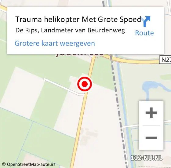 Locatie op kaart van de 112 melding: Trauma helikopter Met Grote Spoed Naar De Rips, Landmeter van Beurdenweg op 11 december 2022 08:17