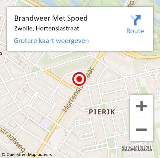 Locatie op kaart van de 112 melding: Brandweer Met Spoed Naar Zwolle, Hortensiastraat op 11 december 2022 10:10