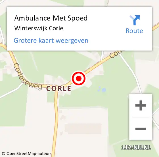 Locatie op kaart van de 112 melding: Ambulance Met Spoed Naar Winterswijk Corle op 11 december 2022 10:15