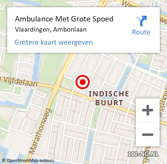Locatie op kaart van de 112 melding: Ambulance Met Grote Spoed Naar Vlaardingen, Ambonlaan op 11 december 2022 10:25
