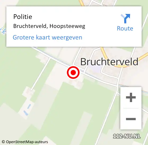 Locatie op kaart van de 112 melding: Politie Bruchterveld, Hoopsteeweg op 11 december 2022 11:09