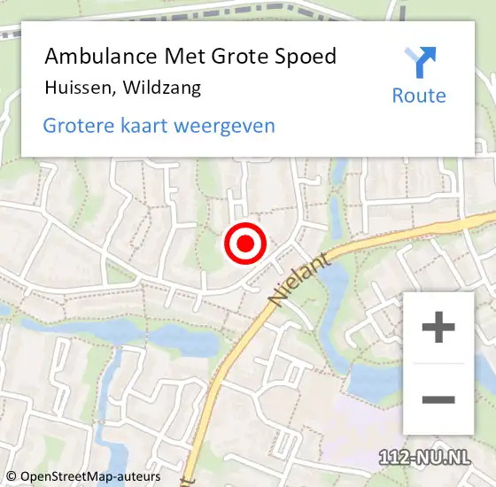 Locatie op kaart van de 112 melding: Ambulance Met Grote Spoed Naar Huissen, Wildzang op 11 december 2022 14:09
