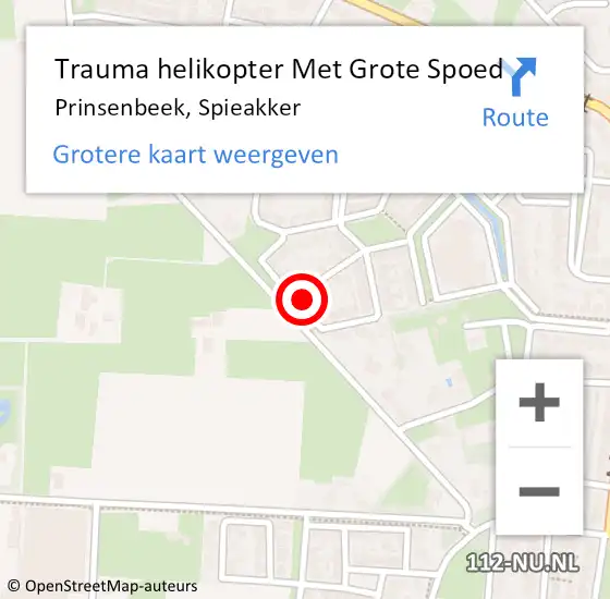 Locatie op kaart van de 112 melding: Trauma helikopter Met Grote Spoed Naar Prinsenbeek, Spieakker op 11 december 2022 14:30