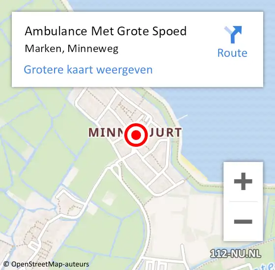 Locatie op kaart van de 112 melding: Ambulance Met Grote Spoed Naar Marken, Minneweg op 11 december 2022 16:24