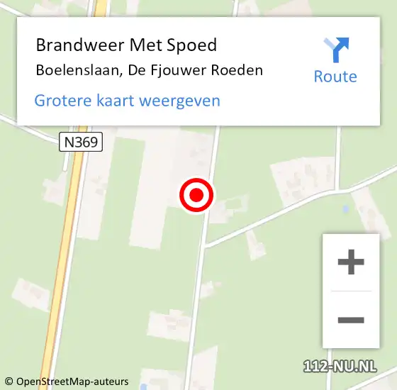 Locatie op kaart van de 112 melding: Brandweer Met Spoed Naar Boelenslaan, De Fjouwer Roeden op 11 december 2022 17:05