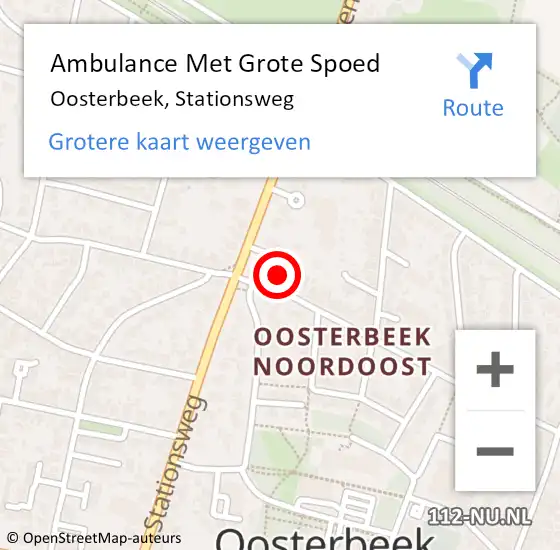 Locatie op kaart van de 112 melding: Ambulance Met Grote Spoed Naar Oosterbeek, Stationsweg op 11 december 2022 17:48