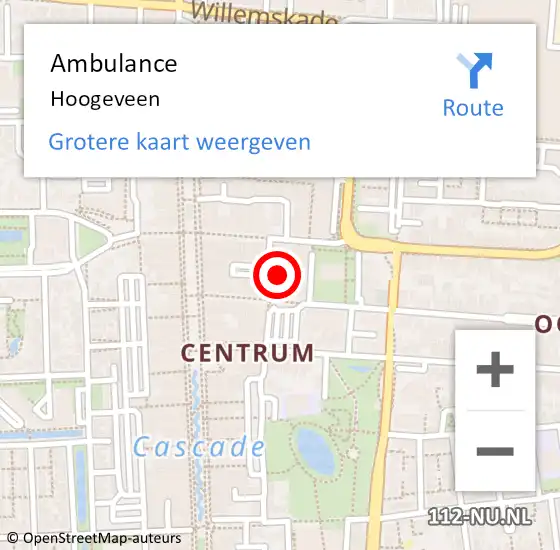 Locatie op kaart van de 112 melding: Ambulance Hoogeveen op 11 december 2022 17:55