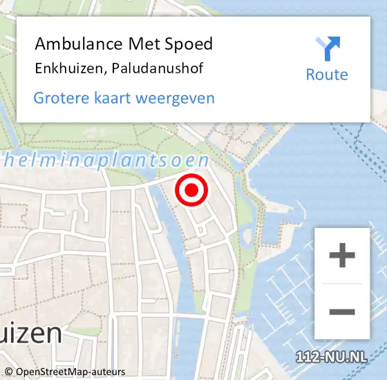 Locatie op kaart van de 112 melding: Ambulance Met Spoed Naar Enkhuizen, Paludanushof op 11 december 2022 20:30