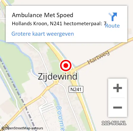 Locatie op kaart van de 112 melding: Ambulance Met Spoed Naar Hollands Kroon, N241 hectometerpaal: 7 op 11 december 2022 20:32