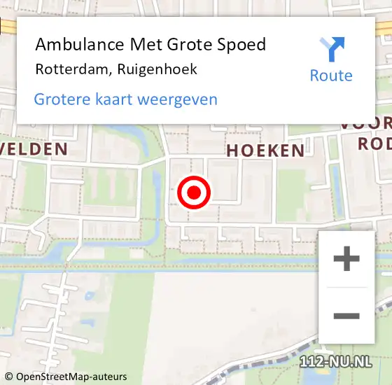 Locatie op kaart van de 112 melding: Ambulance Met Grote Spoed Naar Rotterdam, Ruigenhoek op 11 december 2022 21:03