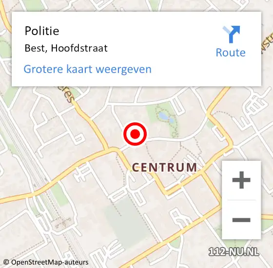Locatie op kaart van de 112 melding: Politie Best, Hoofdstraat op 11 december 2022 22:48