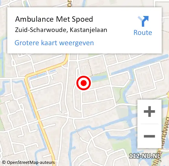 Locatie op kaart van de 112 melding: Ambulance Met Spoed Naar Zuid-Scharwoude, Kastanjelaan op 12 december 2022 05:34