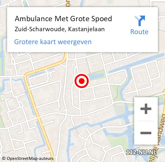 Locatie op kaart van de 112 melding: Ambulance Met Grote Spoed Naar Zuid-Scharwoude, Kastanjelaan op 12 december 2022 06:58