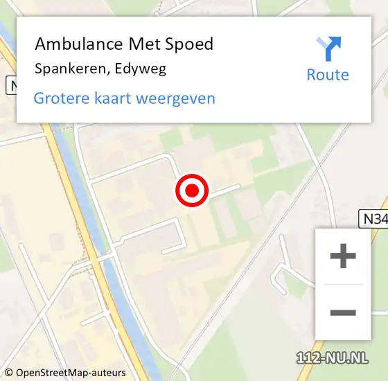 Locatie op kaart van de 112 melding: Ambulance Met Spoed Naar Spankeren, Edyweg op 12 december 2022 09:08