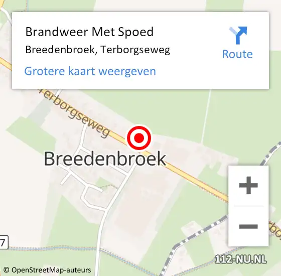 Locatie op kaart van de 112 melding: Brandweer Met Spoed Naar Breedenbroek, Terborgseweg op 12 december 2022 10:13