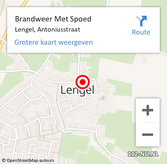 Locatie op kaart van de 112 melding: Brandweer Met Spoed Naar Lengel, Antoniusstraat op 12 december 2022 10:23