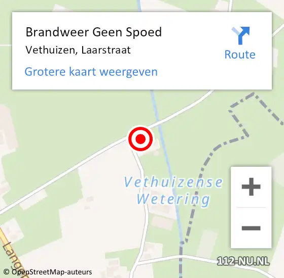 Locatie op kaart van de 112 melding: Brandweer Geen Spoed Naar Vethuizen, Laarstraat op 12 december 2022 11:16