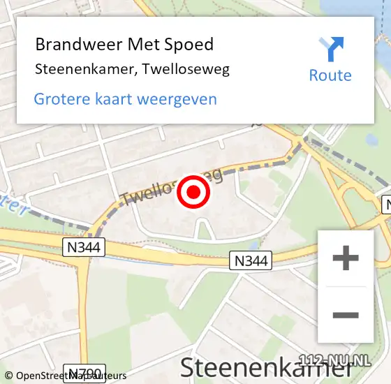 Locatie op kaart van de 112 melding: Brandweer Met Spoed Naar Steenenkamer, Twelloseweg op 12 december 2022 11:24