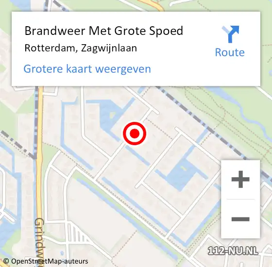 Locatie op kaart van de 112 melding: Brandweer Met Grote Spoed Naar Rotterdam, Zagwijnlaan op 12 december 2022 11:25
