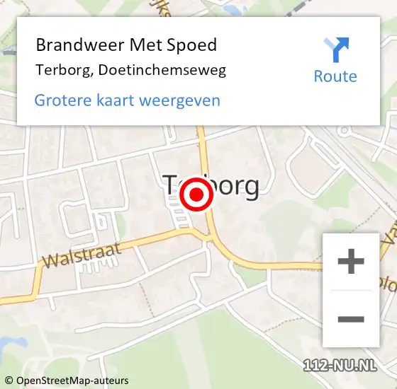 Locatie op kaart van de 112 melding: Brandweer Met Spoed Naar Terborg, Doetinchemseweg op 12 december 2022 11:32