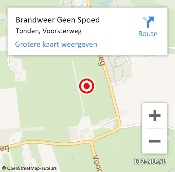 Locatie op kaart van de 112 melding: Brandweer Geen Spoed Naar Tonden, Voorsterweg op 12 december 2022 11:37