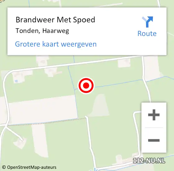 Locatie op kaart van de 112 melding: Brandweer Met Spoed Naar Tonden, Haarweg op 12 december 2022 11:38