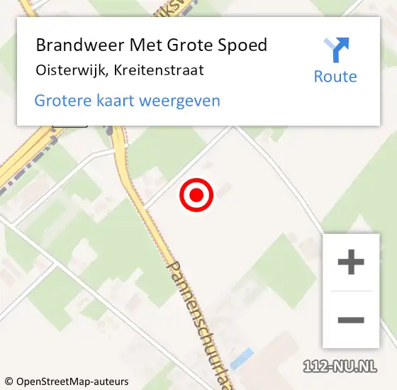 Locatie op kaart van de 112 melding: Brandweer Met Grote Spoed Naar Oisterwijk, Kreitenstraat op 12 december 2022 12:59