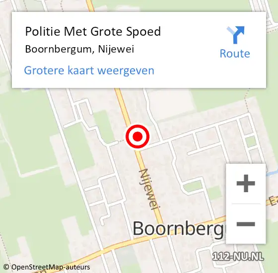 Locatie op kaart van de 112 melding: Politie Met Grote Spoed Naar Boornbergum, Nijewei op 12 december 2022 13:06
