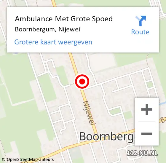Locatie op kaart van de 112 melding: Ambulance Met Grote Spoed Naar Boornbergum, Nijewei op 12 december 2022 13:11