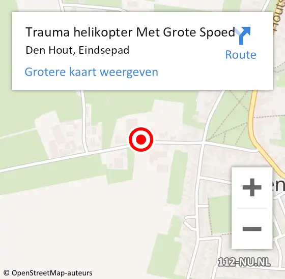 Locatie op kaart van de 112 melding: Trauma helikopter Met Grote Spoed Naar Den Hout, Eindsepad op 12 december 2022 13:54