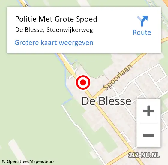 Locatie op kaart van de 112 melding: Politie Met Grote Spoed Naar De Blesse, Steenwijkerweg op 12 december 2022 18:26