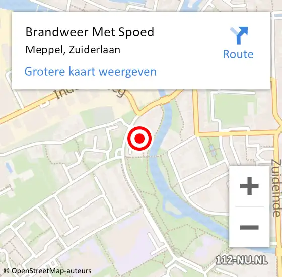 Locatie op kaart van de 112 melding: Brandweer Met Spoed Naar Meppel, Zuiderlaan op 12 december 2022 18:50