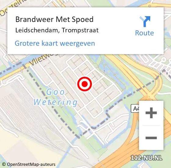 Locatie op kaart van de 112 melding: Brandweer Met Spoed Naar Leidschendam, Trompstraat op 12 december 2022 19:37