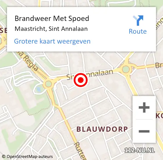 Locatie op kaart van de 112 melding: Brandweer Met Spoed Naar Maastricht, Sint Annalaan op 12 december 2022 22:31