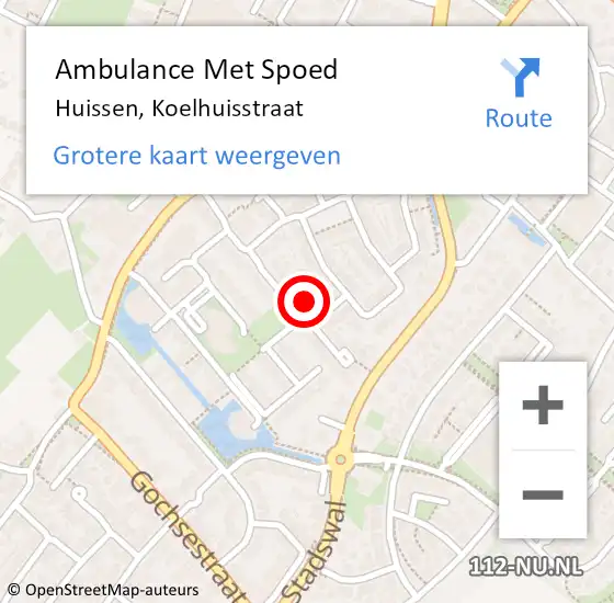 Locatie op kaart van de 112 melding: Ambulance Met Spoed Naar Huissen, Koelhuisstraat op 12 december 2022 23:59