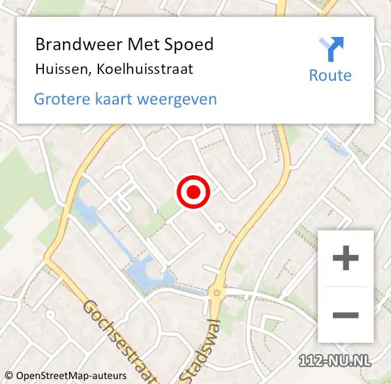 Locatie op kaart van de 112 melding: Brandweer Met Spoed Naar Huissen, Koelhuisstraat op 13 december 2022 00:20